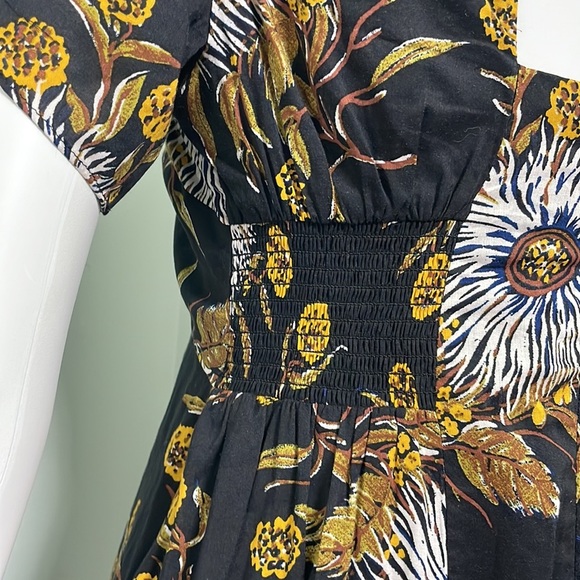 Madewell Black Open Back Flutter Sleeve Mini Dress in Painted Blooms - Picture 12 of 13